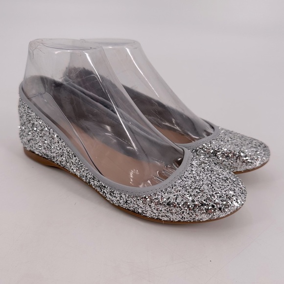 J. Crew Glitter Silver Sparkle Ballet Flats Size 6 - Picture 1 of 6